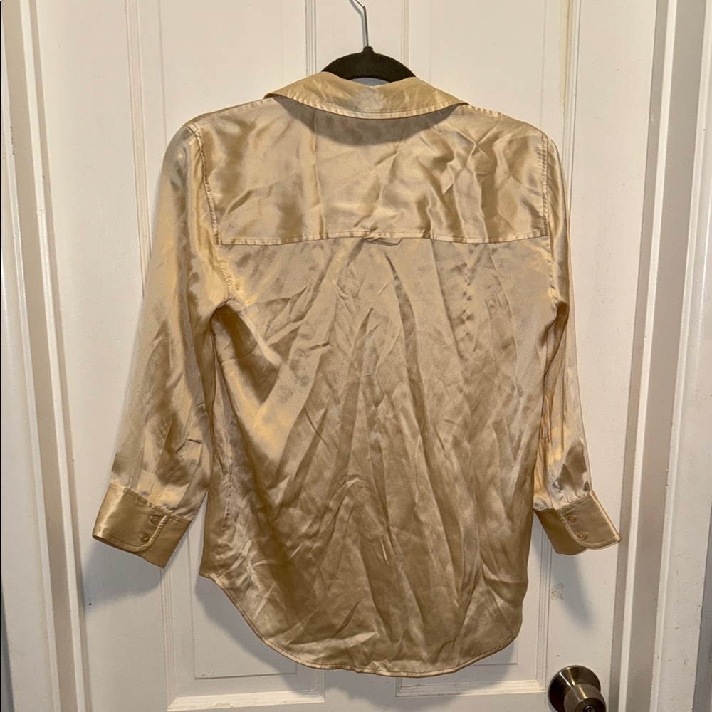 L'AGENCE Champagne Satin Blouse - Picture 3 of 3
